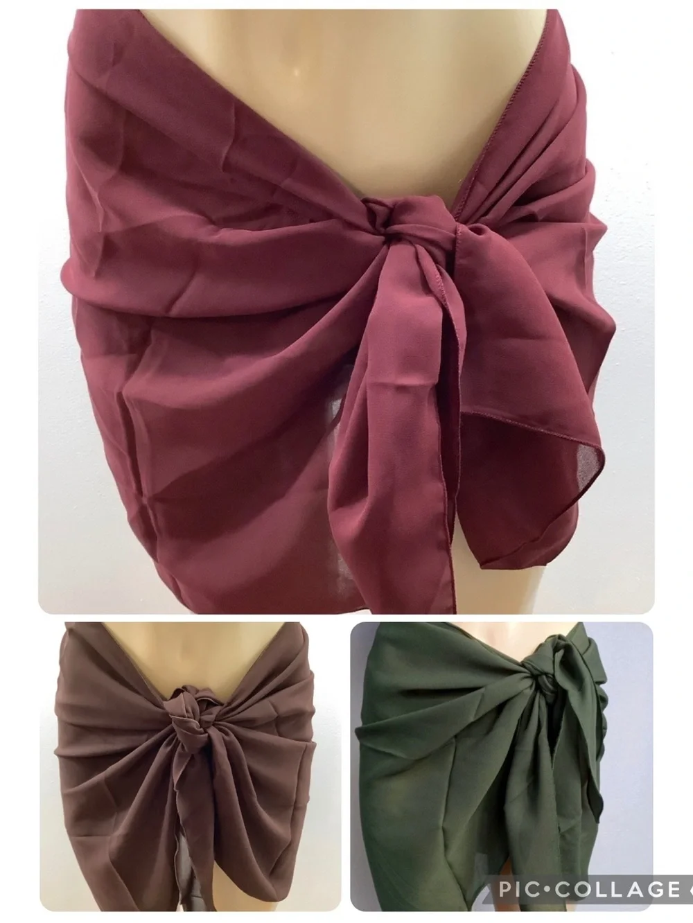 Zuliana Stylish Wrap/Skirt/Scarf in Green, Burgundy and Brown One Size. - Picture 1 of 8
